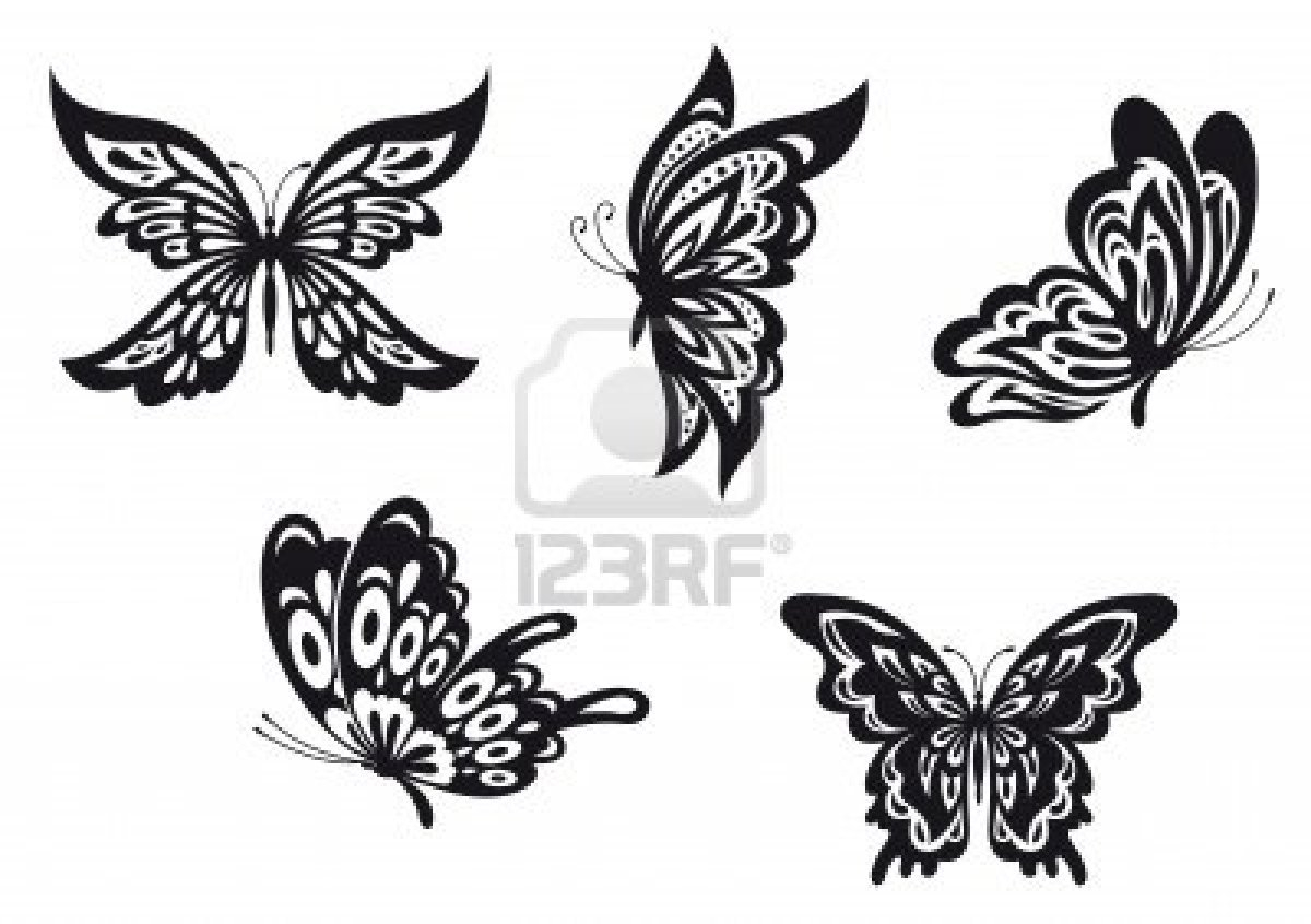 Black Ink Butterflies Tattoos Designs intended for measurements 1200 X 846