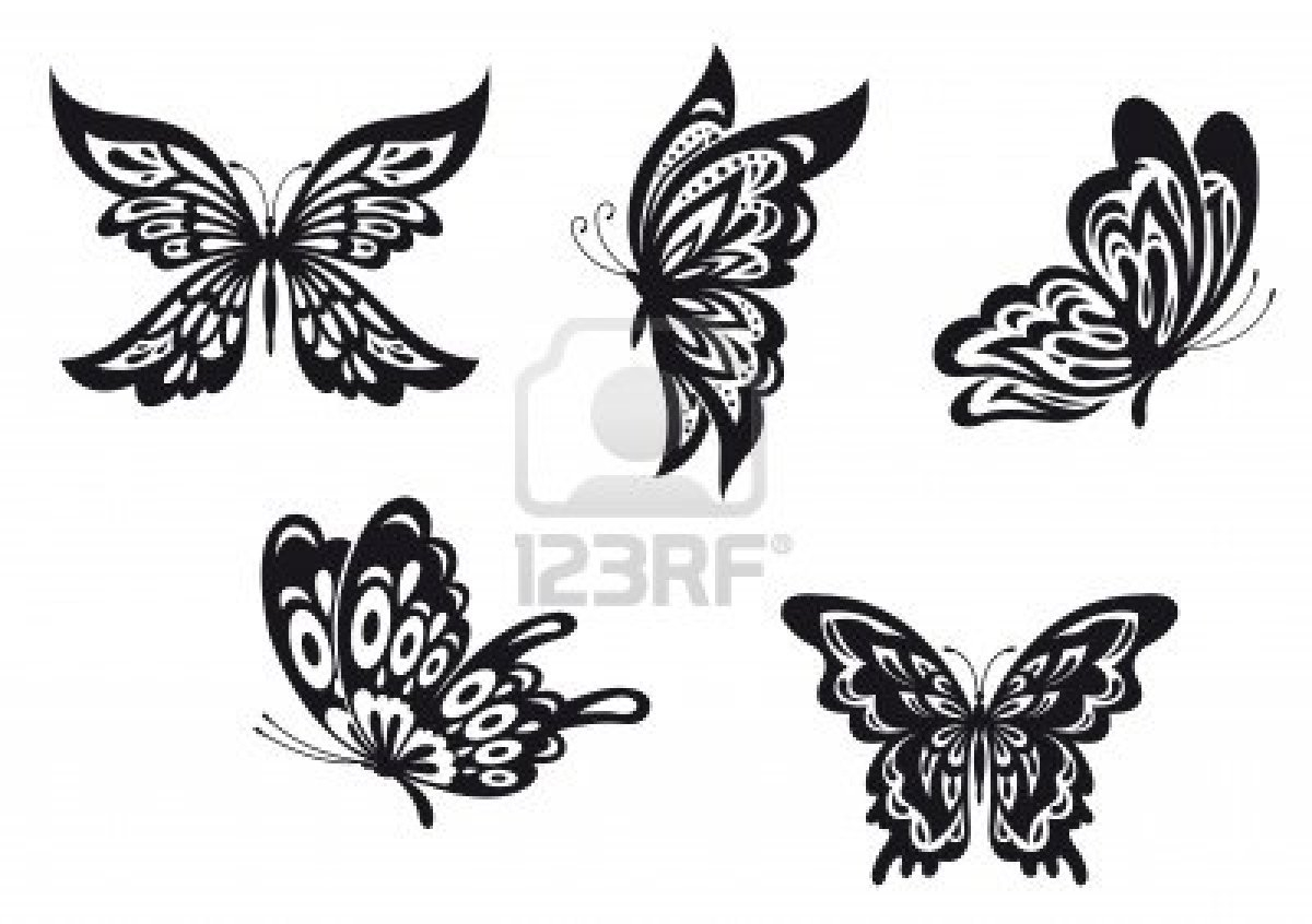 Black Ink Butterflies Tattoos Designs with regard to proportions 1200 X 846