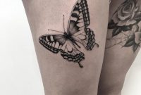 Black Ink Butterfly On Girls Thigh Best Tattoo Design Ideas for dimensions 819 X 1024