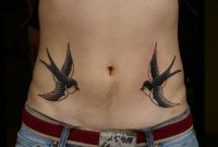 Black Two Flying Swallows Tattoo On Man Stomach Bee Balm Stomach regarding measurements 1024 X 768