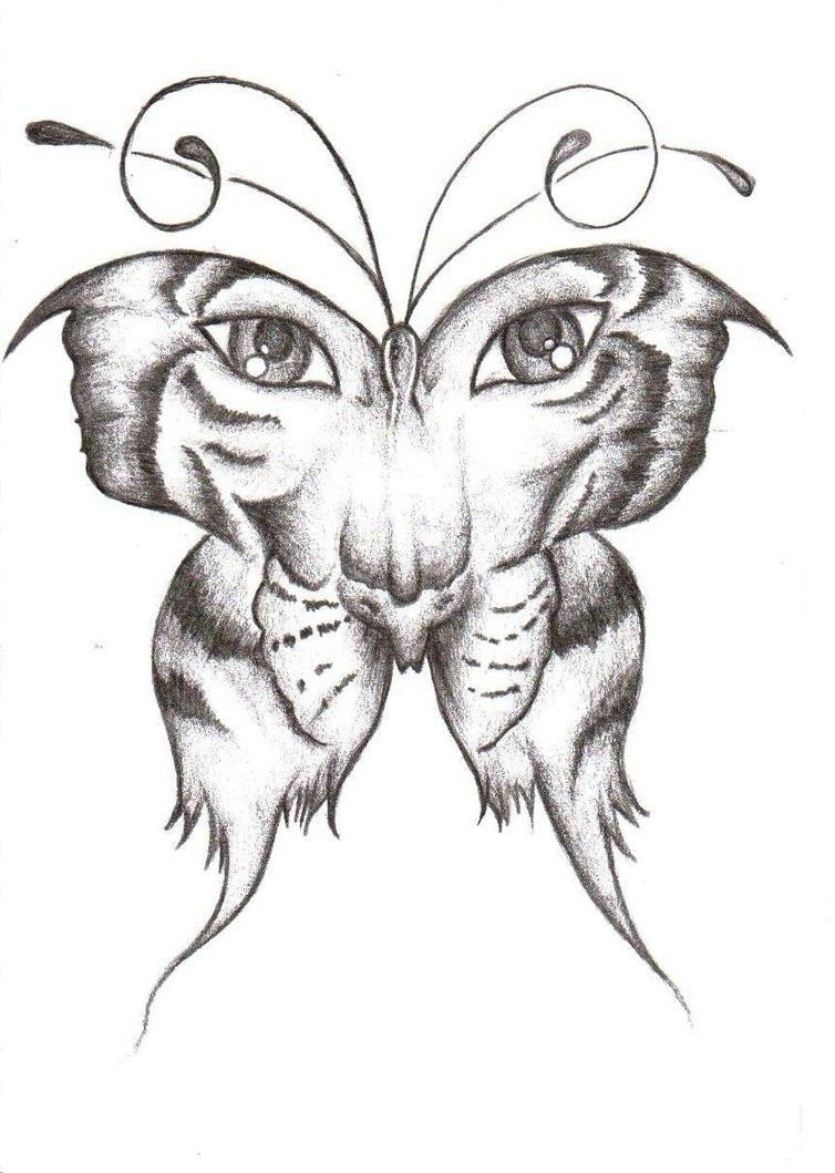 Black White Tiger Butterfly Tattoo Design Joycesun regarding sizing 754 X 1059