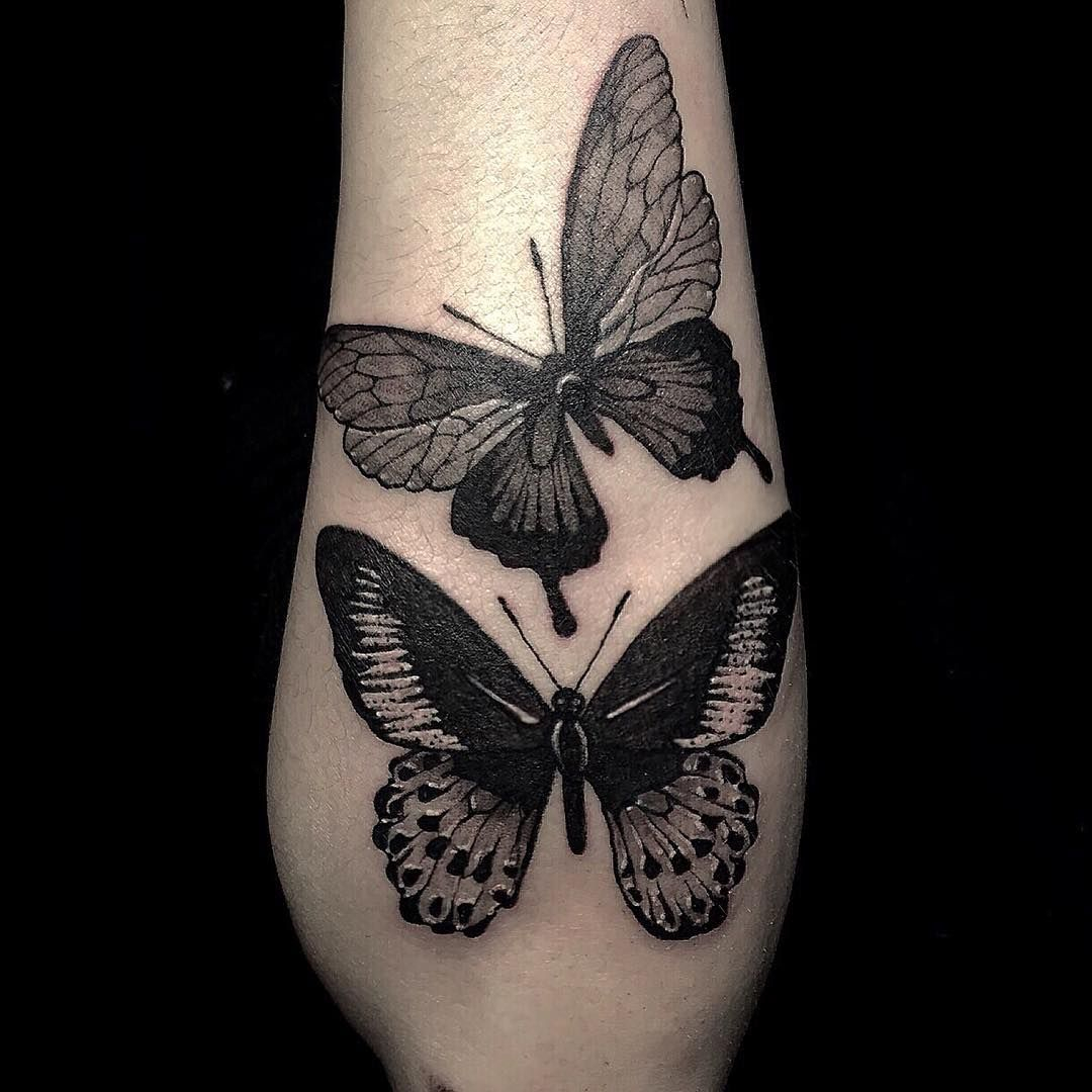 Black Work Butterfly Tattoo On The Forearm Butterfly Tattoo Ideas throughout size 1080 X 1080