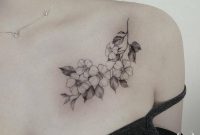 Blackwork Cherry Blossoms On The Chest Tattoo Artist Zihwa throughout dimensions 1000 X 1000