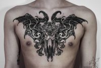 Blackwork Flying Bat Chest Piece Sakim Tattoo Ideas regarding size 1080 X 774