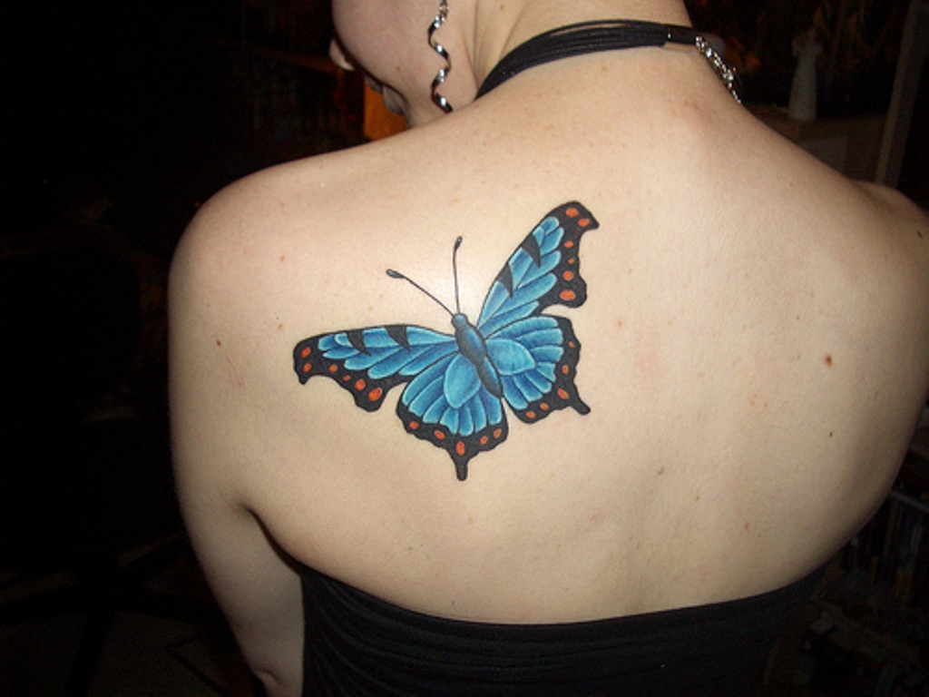 Blue And Green Butterfly Tattoo with size 1024 X 768