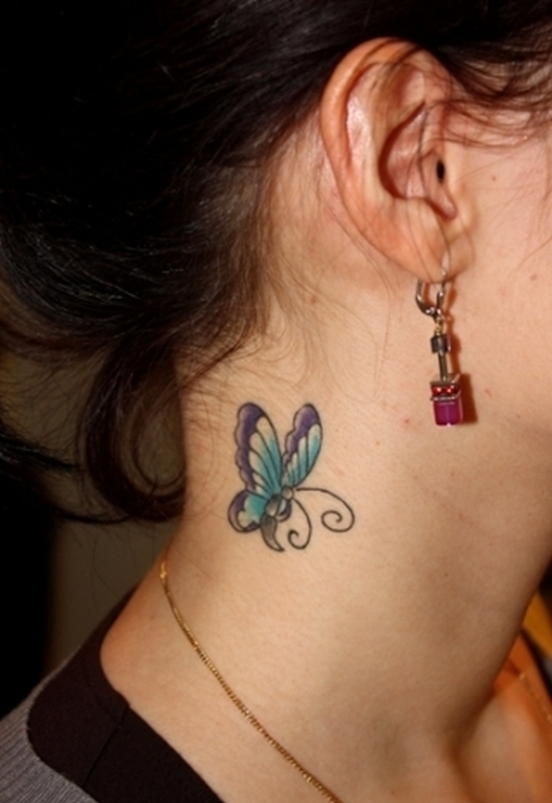 Blue Butterfly Tattoo On Neck Tattoos Book 65000 Tattoos Designs for sizing...