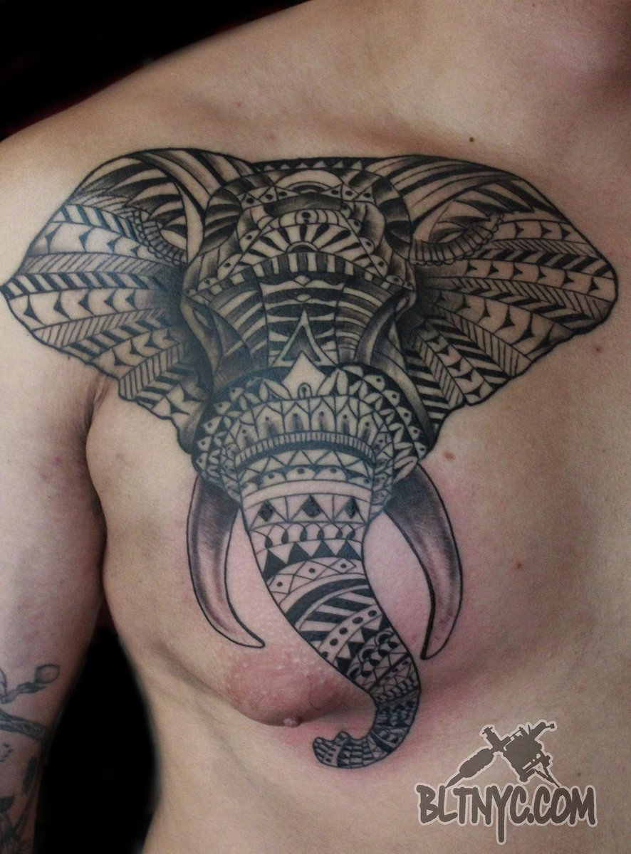 Body Language Tattoo On Twitter Ornamental Elephant Chest Tattoo pertaining to sizing 886 X 1200