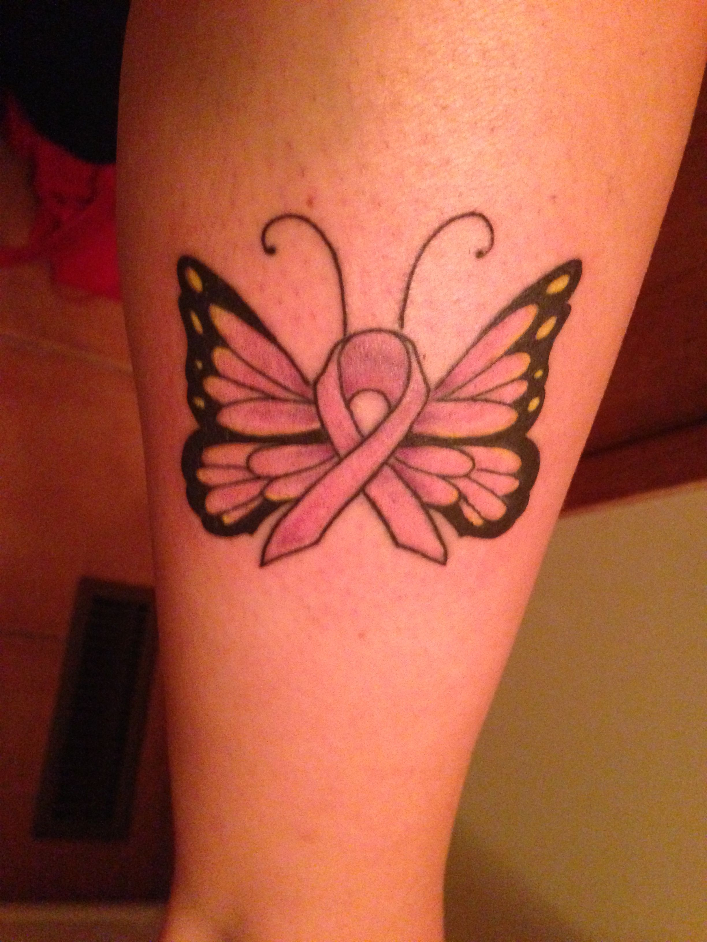 Download Breast Cancer Ribbon Butterfly Tattoo Pictures Pink Ribbon Tattoos For Donation Tattoo Ideas Mag Apart From The Visual Effect The Two Symbols Compliment Each Other In Several Ways In Terms