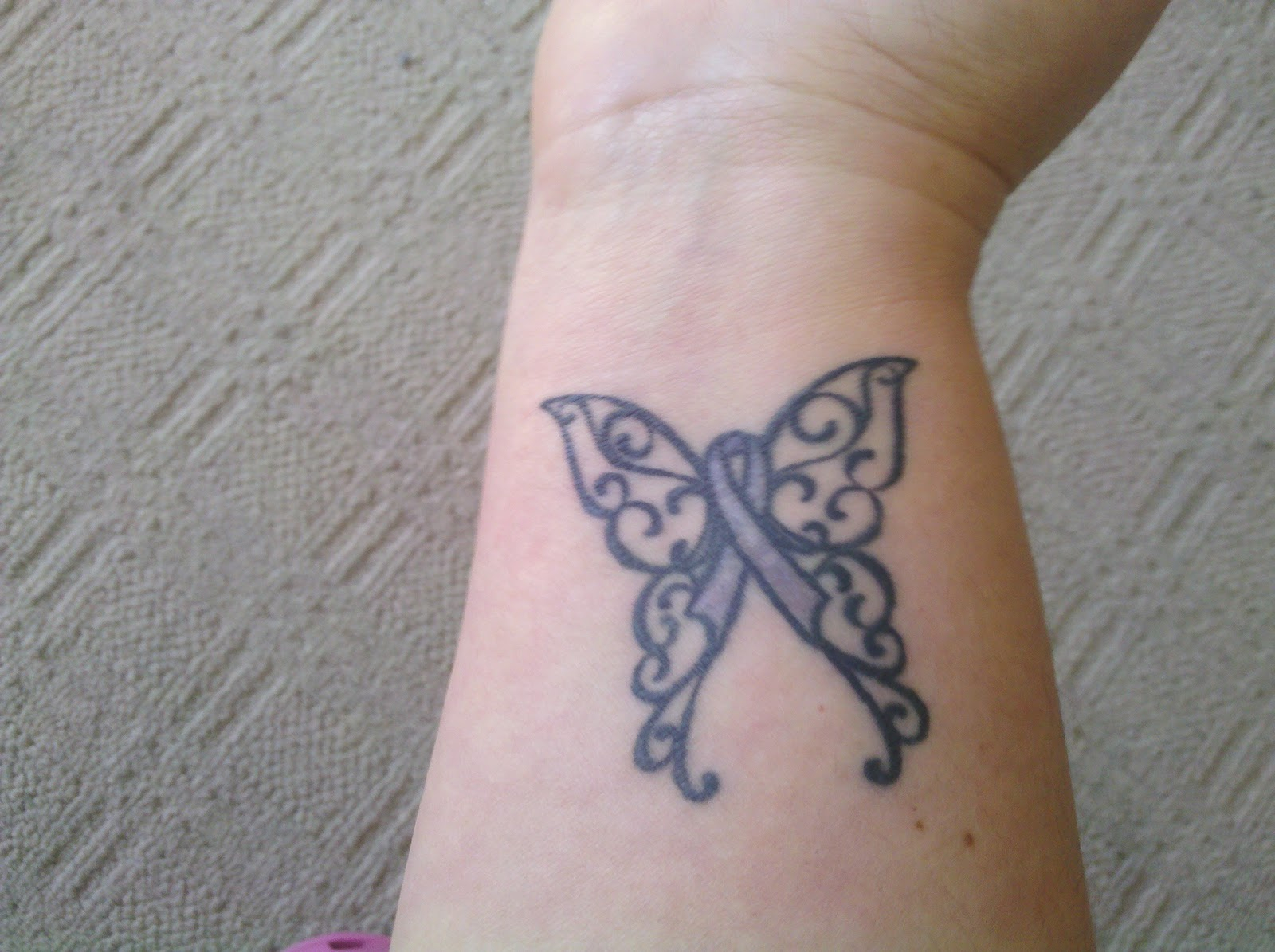 Breast Cancer Tattoo With Butterflies Tattoo Ideas pertaining to proportions 1600 X 1195