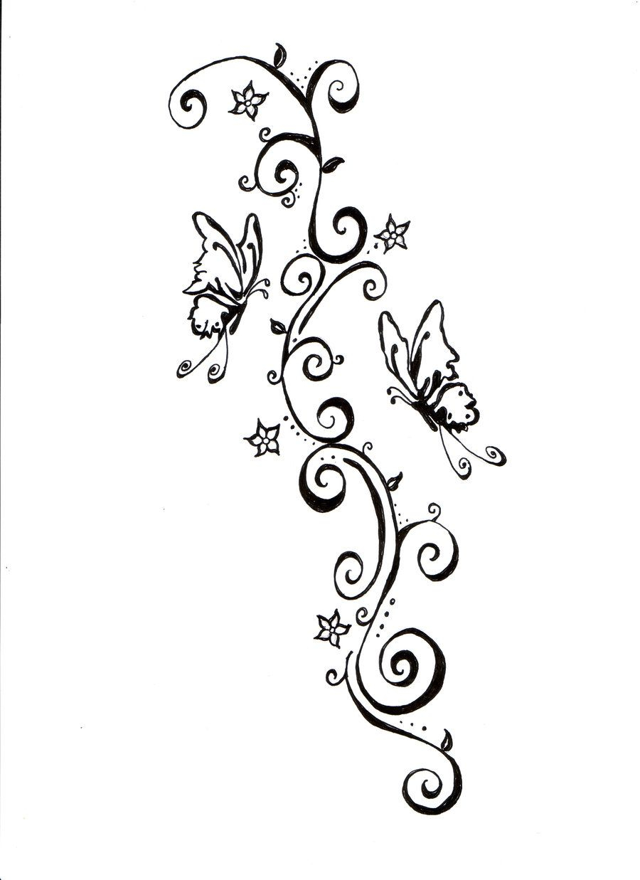 Butterflies And Swirls Tattoo Design Lynettecooperdeviantart regarding proportions 900 X 1237