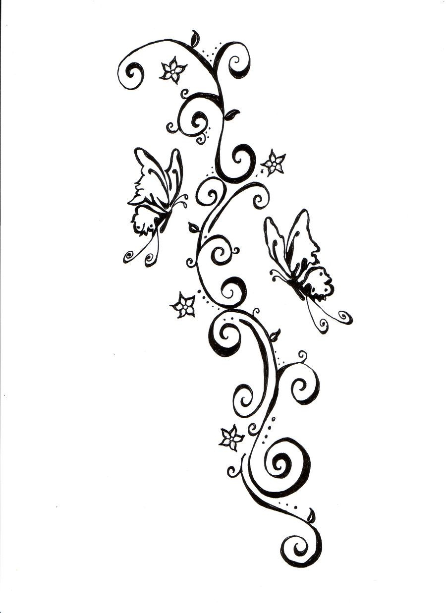 Butterflies And Swirls Tattoo Design Lynettecooperdeviantart throughout dimensions 900 X 1237