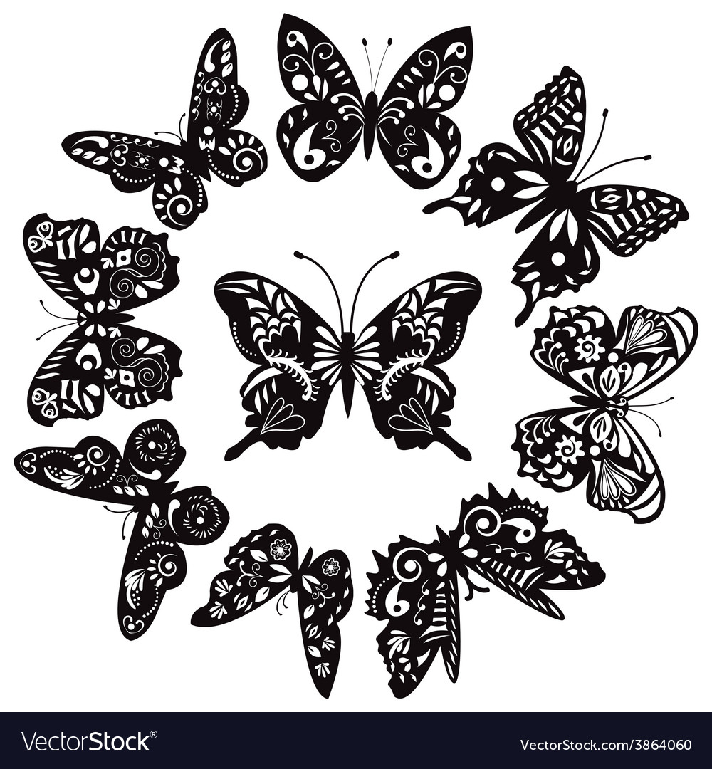 Butterflies Silhouette For Tattoo Royalty Free Vector Image inside sizing 1000 X 1080