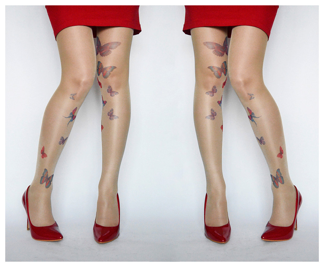 Butterflies Tattoo Tights Design Tights Tattoo Stockings Etsy inside measurements 1058 X 869