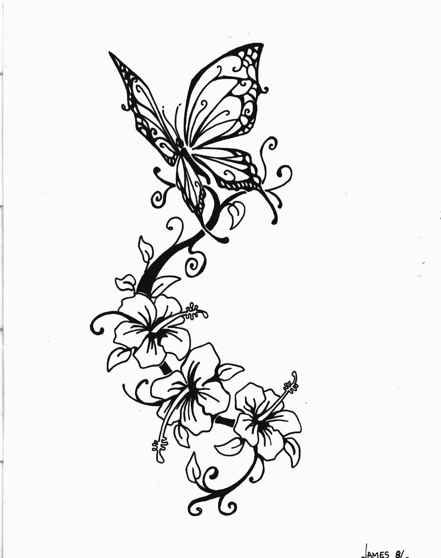 Butterfly And Flower Drawings Butterfly Tattoo Jimmy B Deviant with sizing 900 X 1137