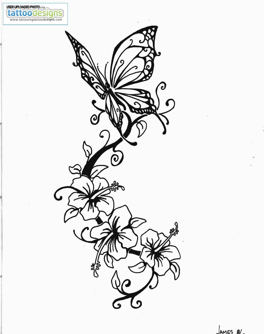 Butterfly And Hibiscus Tattoo Love It Tattoo Designs Tattoo with dimensions 900 X 1137