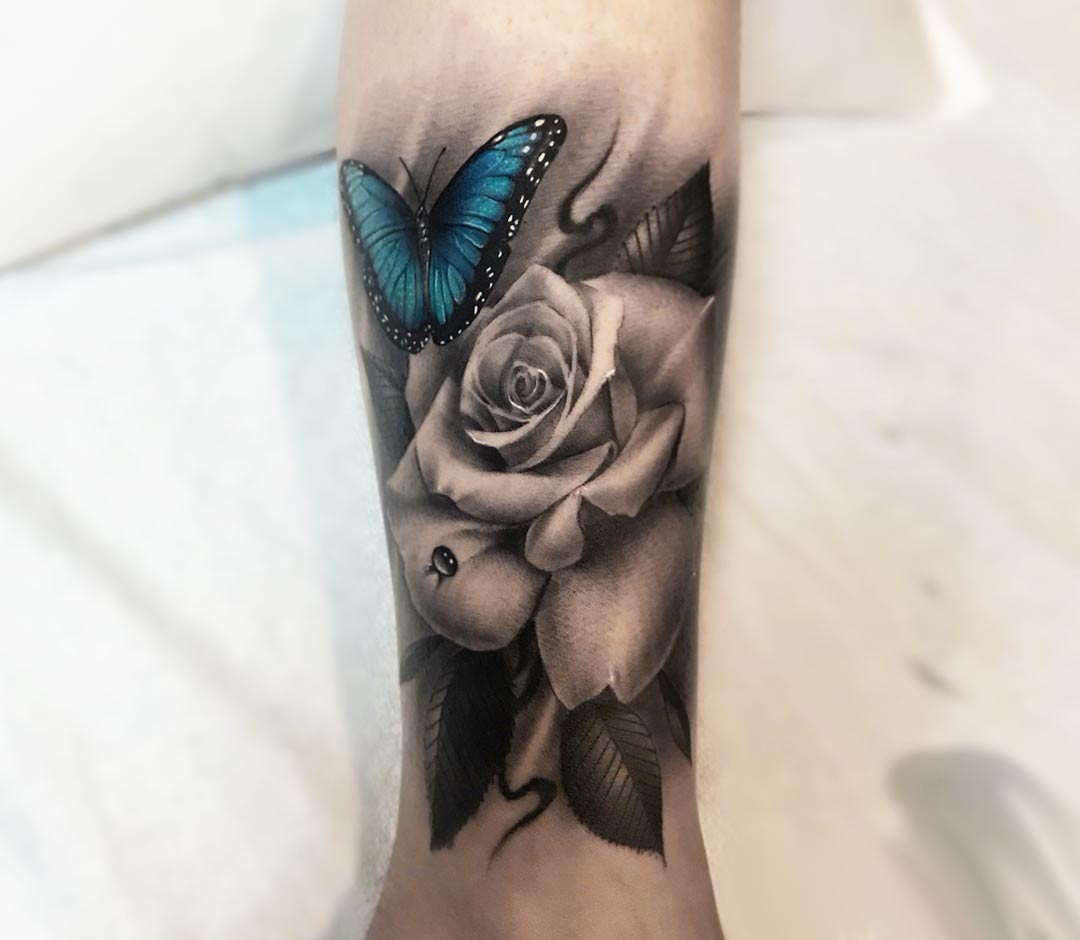 Butterfly And Rose Tattoo Mike Flores Photo 24108 with measurements 1080 X 940