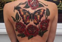 Butterfly And Roses American Traditional Back Piece Tattoo Tattoo within proportions 1080 X 1349