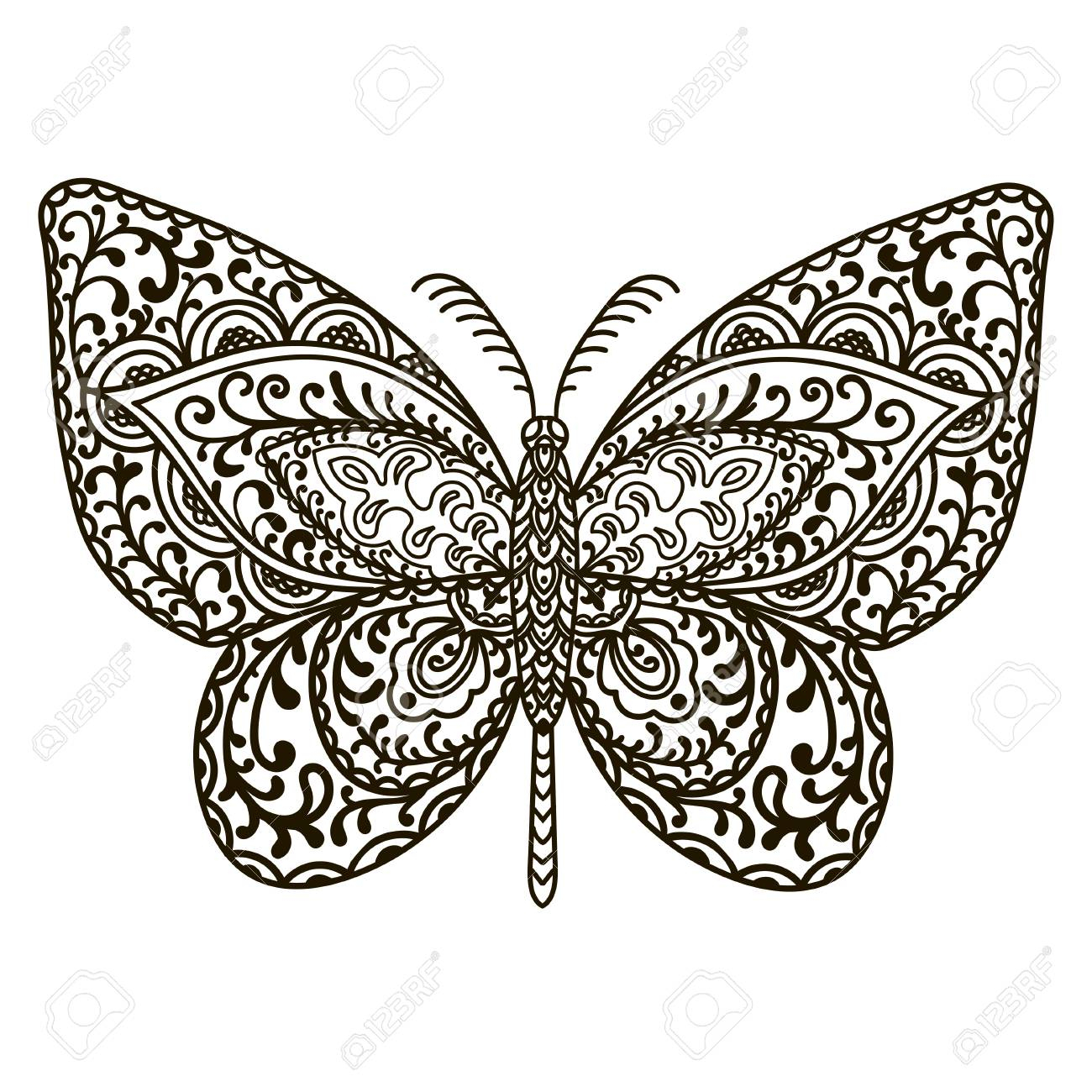Butterfly Animals Hand Drawn Doodle Insect Ethnic Patterned inside size 1300 X 1300