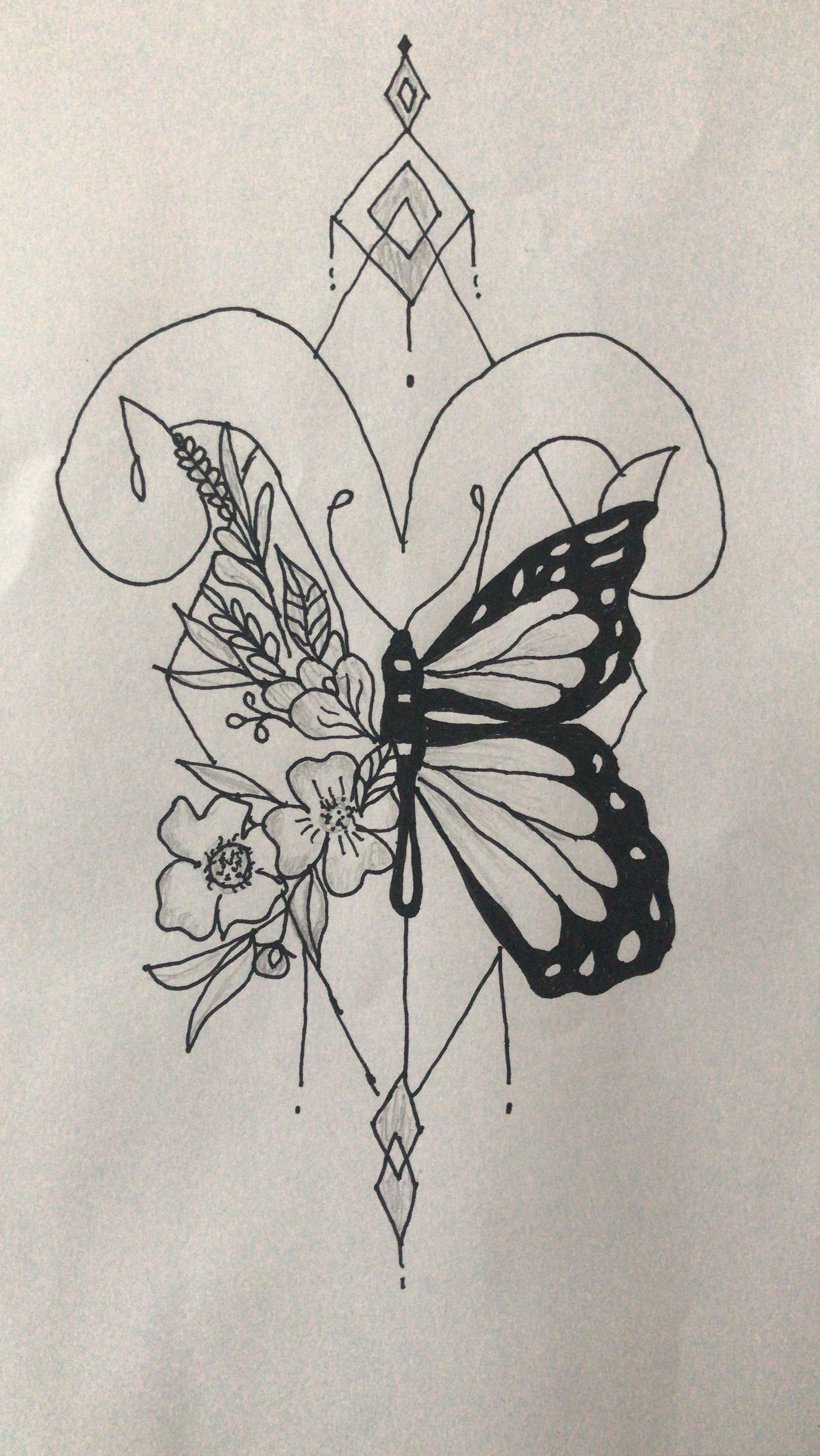 Butterfly Aries And Some Flowers Tattoo Almost Done Tattoo with dimensions 2096 X 3724