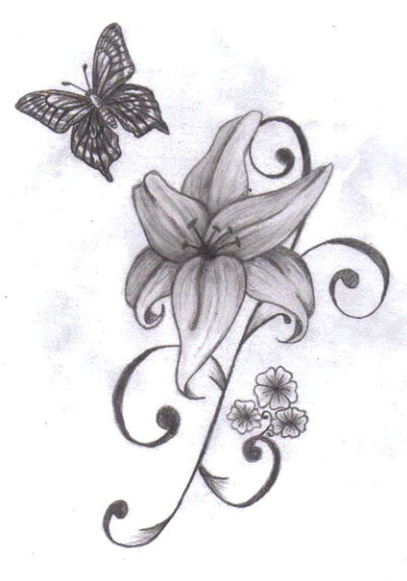 Butterfly Around Lily Tattoo Design Tattoos Book 65000 Tattoos in measurements 800 X 1141
