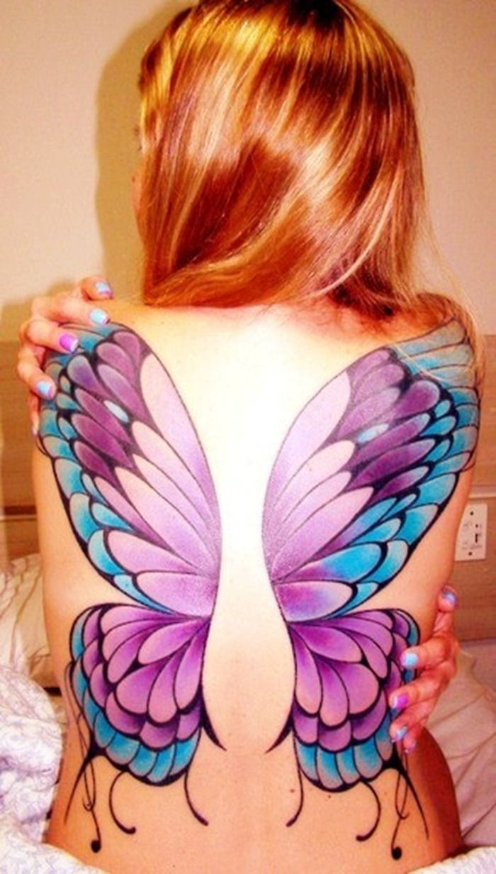 Butterfly Back Tattoos Colored Butterfly Wings Tattoos On Back intended for...