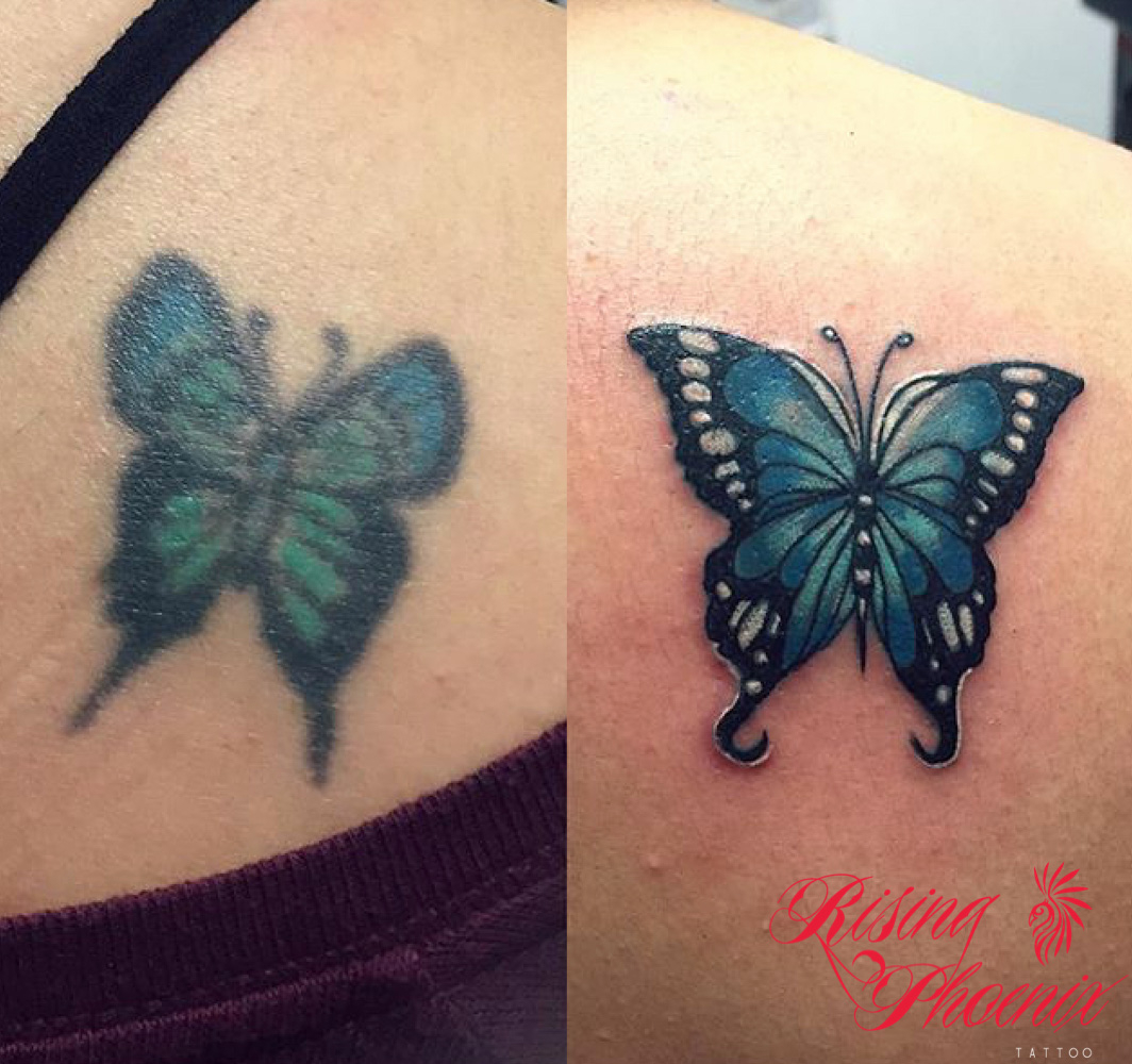 Butterfly Cover Up Rising Phoenix Tattoo for proportions 1064 X 1000
