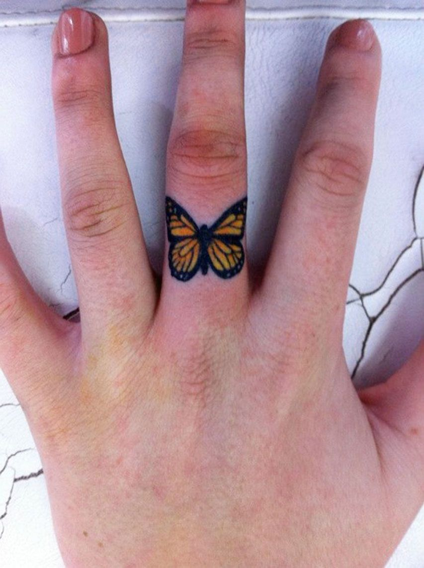 Butterfly Finger Tattoo Idea Finger Tattoos Colorful Butterfly within sizing 853 X 1142
