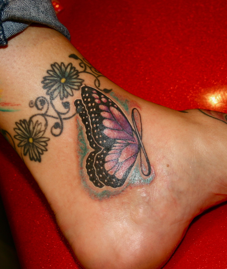 Butterfly Foot Tattoo Premblendtats Flickr intended for proportions 864 X 1024