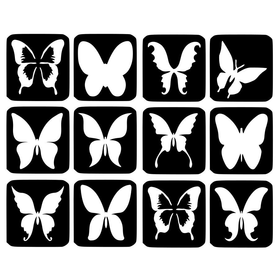 Butterfly Glitter Tattoo Stencils 12 Large Refill Stencils Etsy within sizing 900 X 900