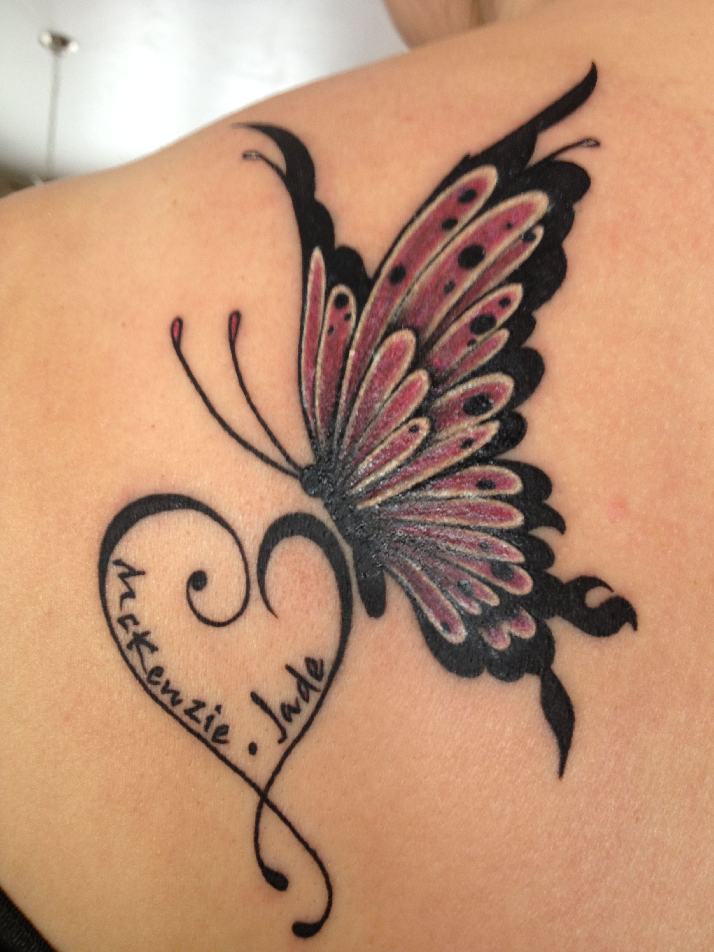 Butterfly Heart Daughters Name Tattoo Tattoo Likes Tattoos throughout dimensions 2448 X 3264