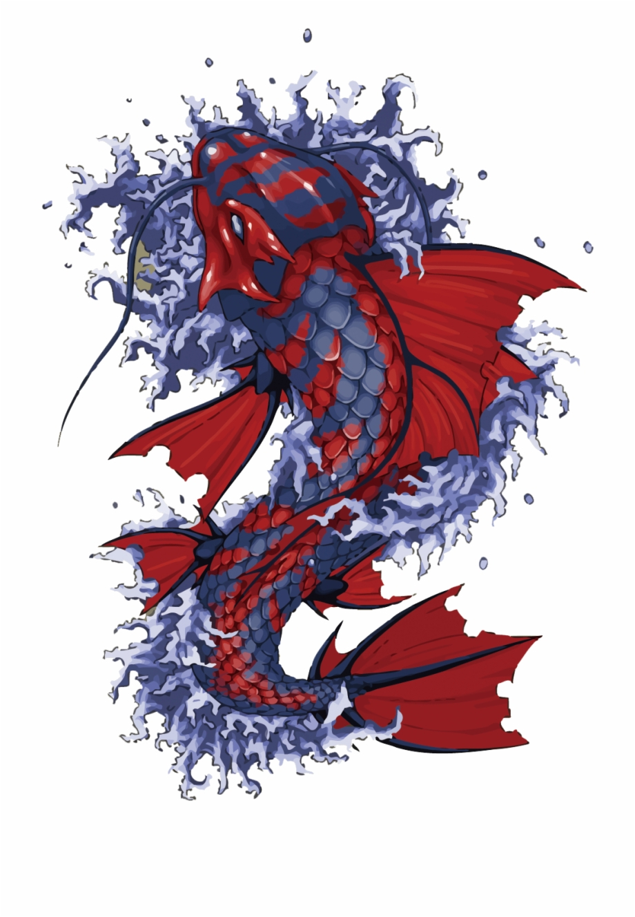 Butterfly Koi Tattoo Painted Fish Hand Vector Clipart Red And Blue intended for measurements 920 X 1328