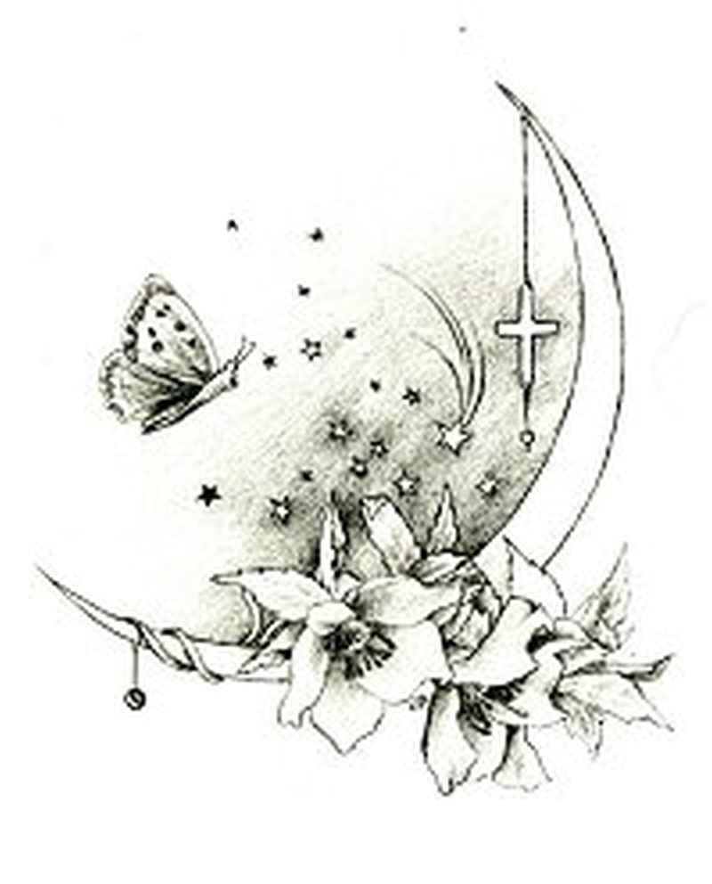 Butterfly Moon Tattoo Design Tattoos Book 65000 Tattoos Designs for proportions 800 X 992