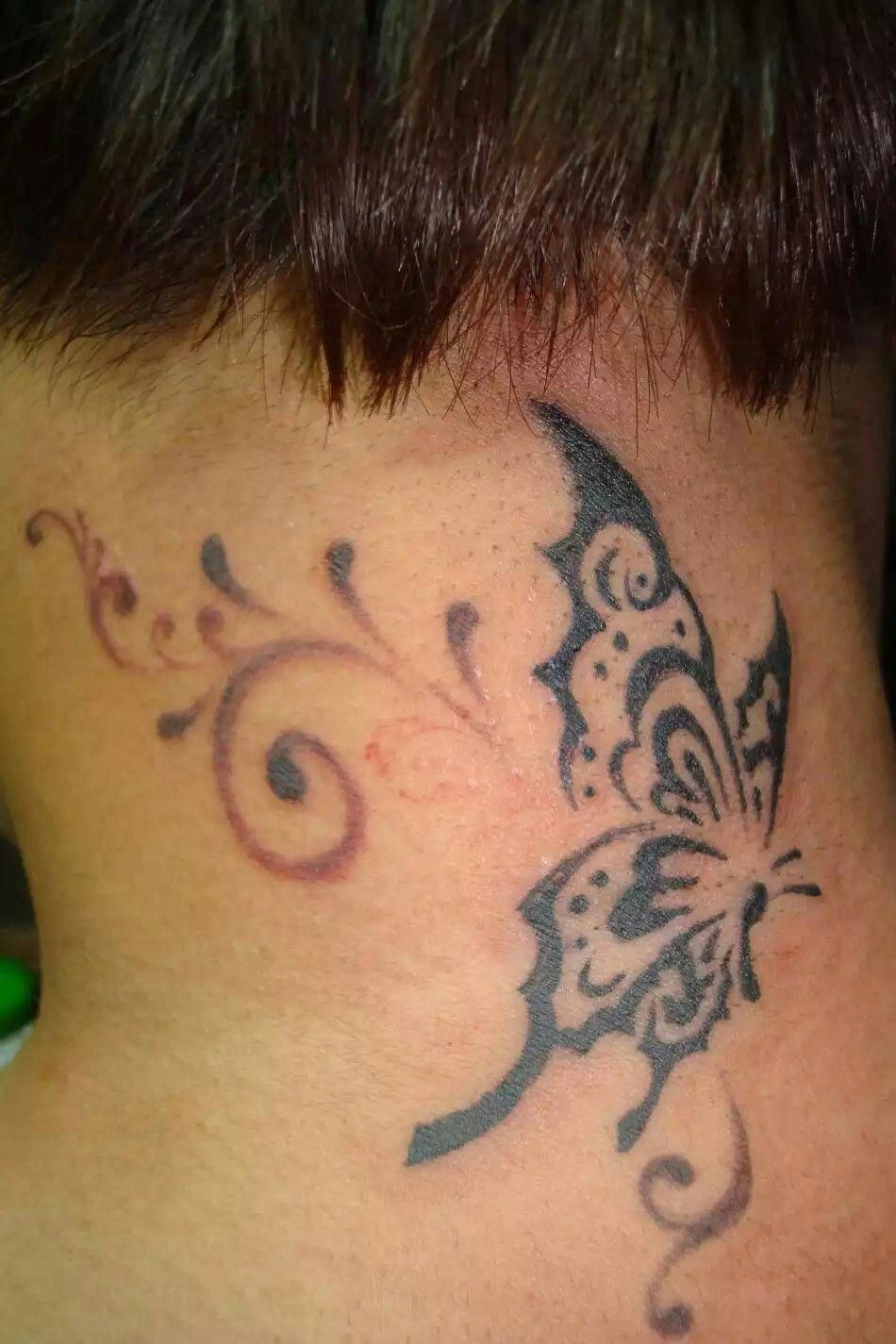 Butterfly On Back Of Neck Tattoosonback Tattoos On Back with regard to dimensions 950 X 1425