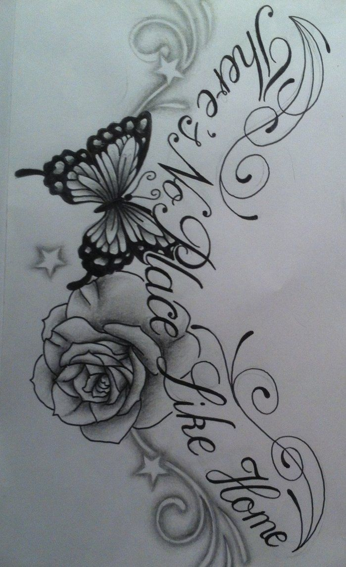 Butterfly Rose Chest Tattoo Design With Text Tattoosuzette On in size 699 X 1143