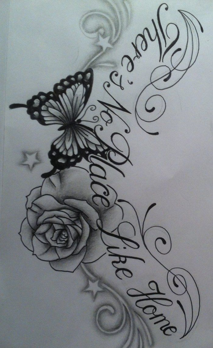 Butterfly Rose Chest Tattoo Design With Text Tattoosuzette On throughout measurements 699 X 1143