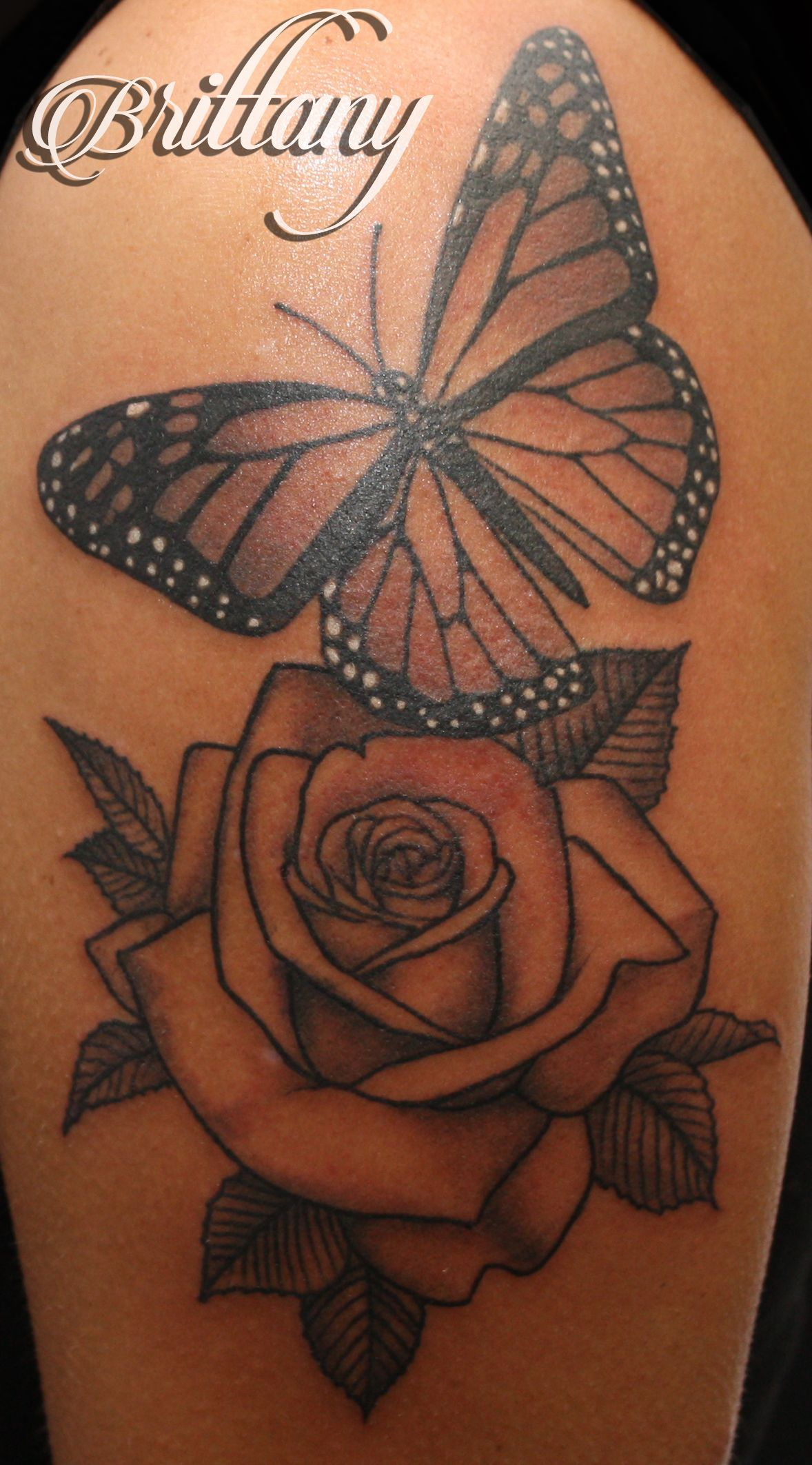 Butterfly Rose Tattoo Monarch Butterfly Black And Grey Skinny Boy intended for dimensions 1178 X 2125