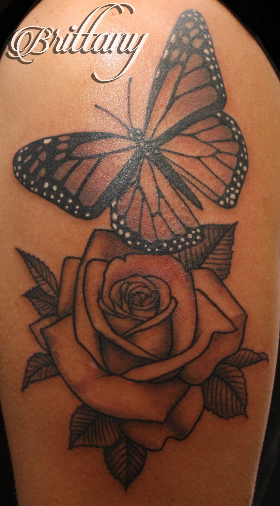 Butterfly Rose Tattoo Monarch Butterfly Black And Grey Skinny Boy intended for size 1178 X 2125