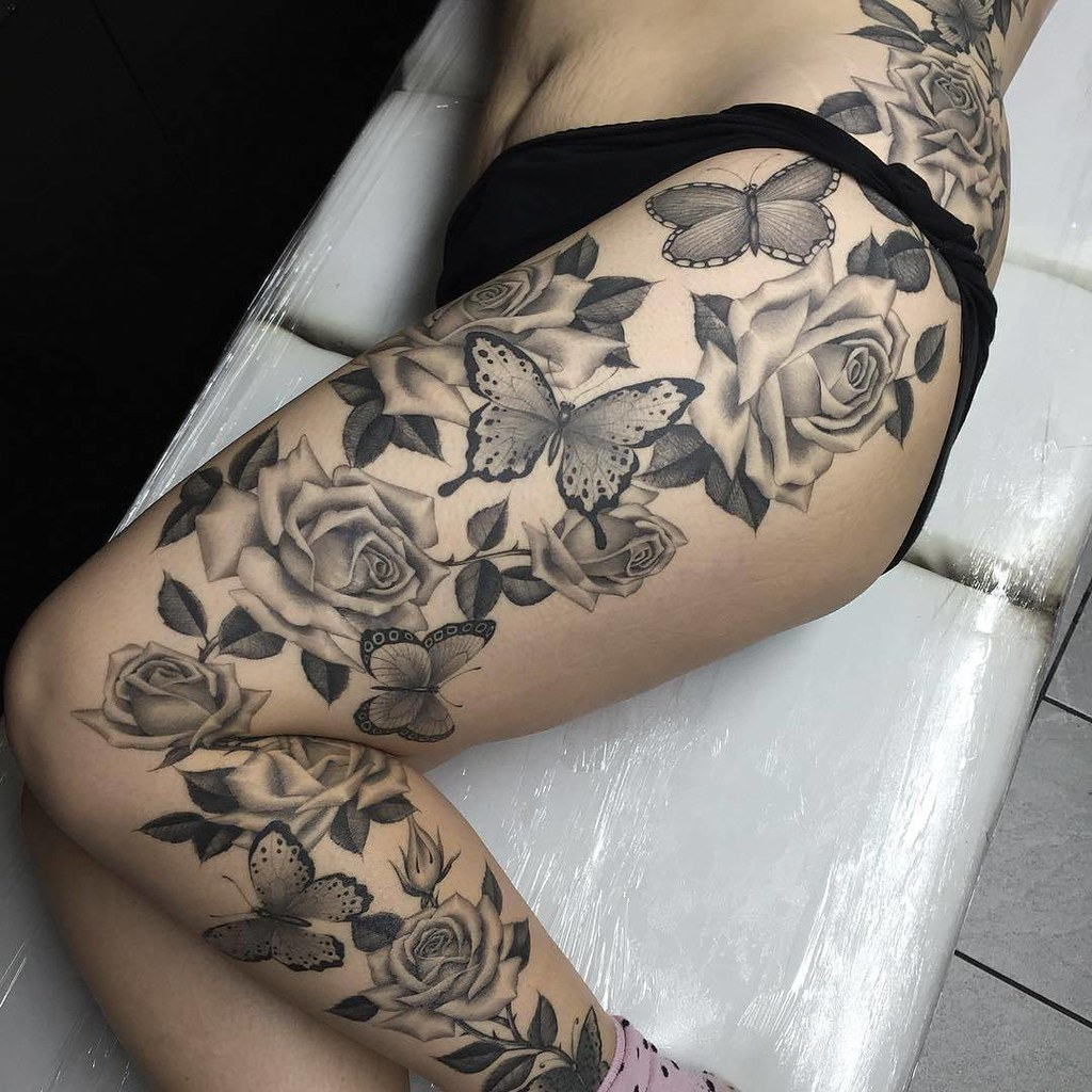 Butterfly Roses Tattoo Artist Olivermacintosh Via Wordp Flickr intended for dimensions 1024 X 1024