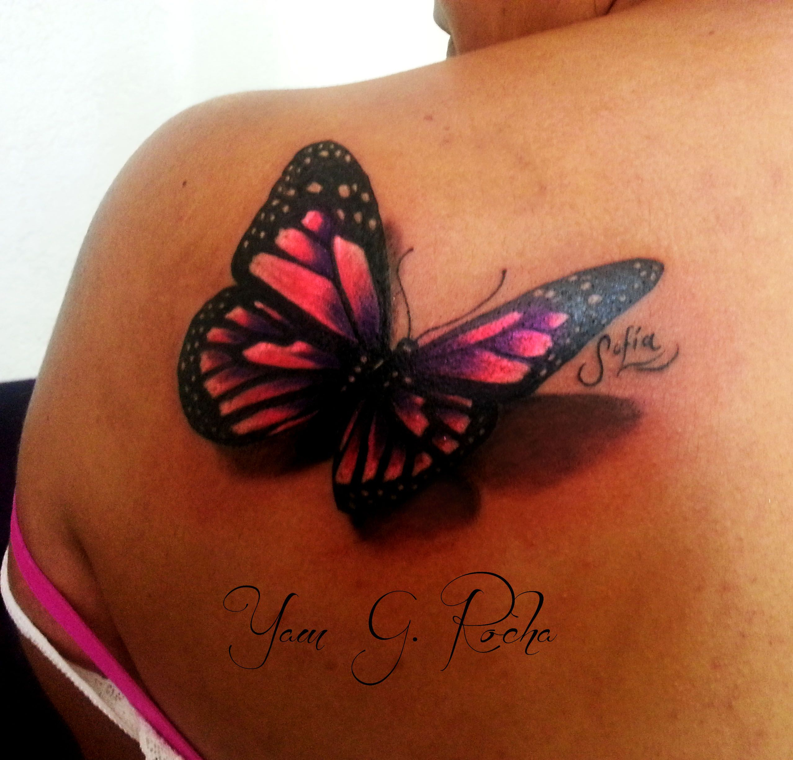 Butterfly Shoulder Back Pink Purple Tattoo Butterfly Tattoos throughout measurements 2556 X 2448