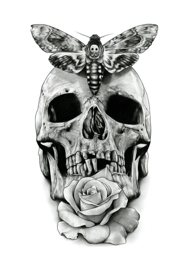Butterfly Skull And Rose Tattoo Stencil Tattoos Skull Tattoo with dimensions 752 X 1063