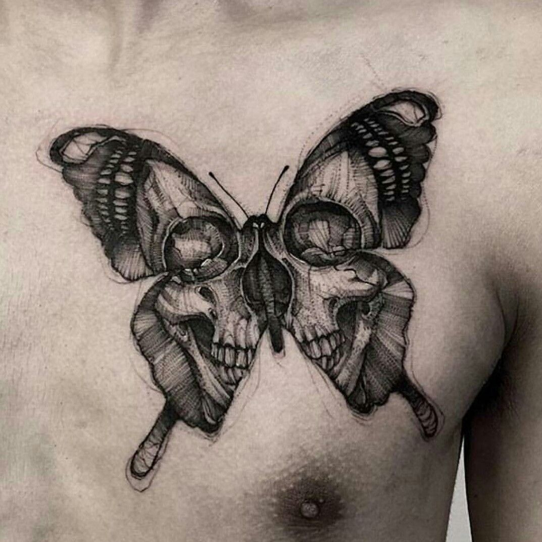 Butterfly Skull Tattoo Tattoo Ideas Moth in sizing 1073 X 1073