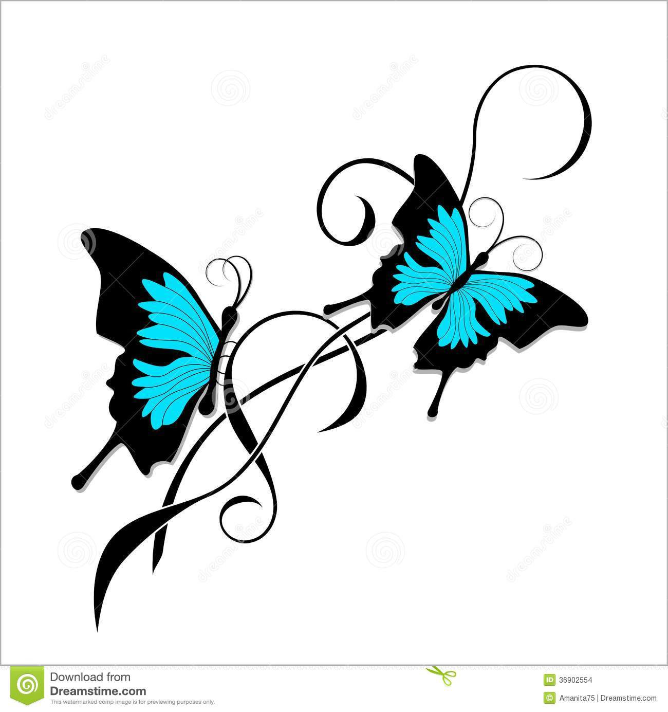 Butterfly Tattoo Black Blue Tribal Stock Vector Illustration Of throughout measurements 1300 X 1385