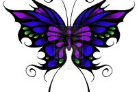 Butterfly Tattoo Blue Purple And Green W Black Outline Future inside sizing 893 X 894