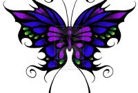 Butterfly Tattoo Blue Purple And Green W Black Outline Future within size 893 X 894