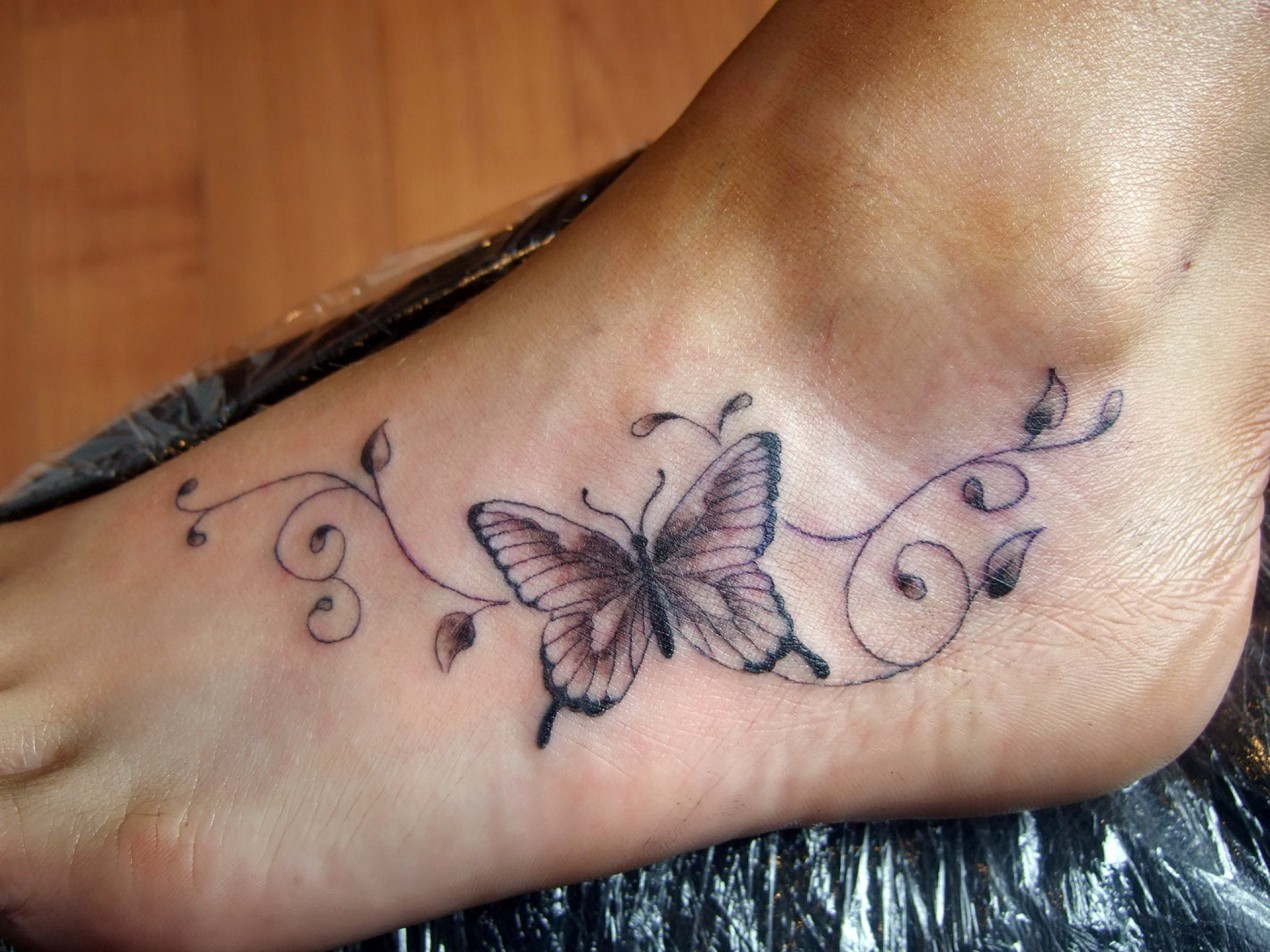 Butterfly Tattoo Design On Girl Foot for proportions 1270 X 952