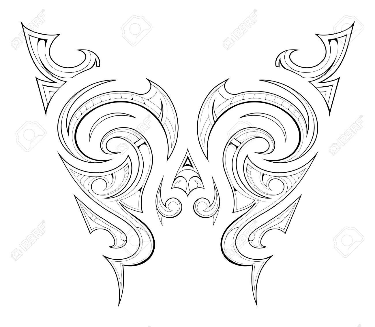Butterfly Tattoo Ethnic Ornament With Maori Style Motif Royalty Free in sizing 1300 X 1136