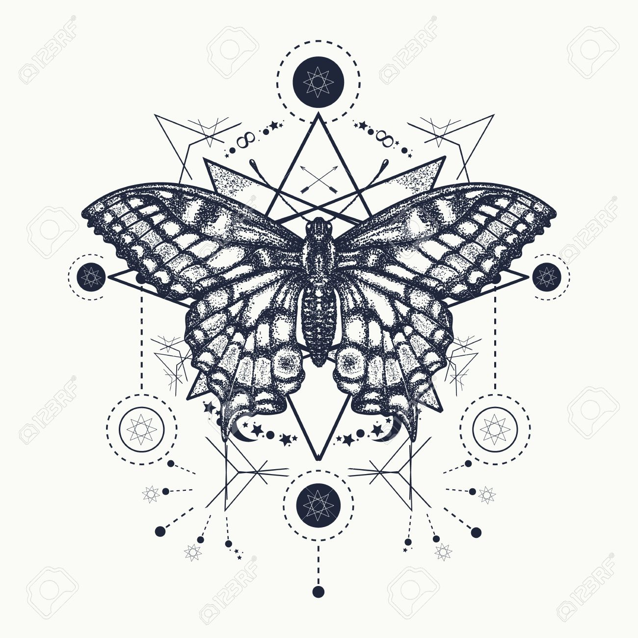Butterfly Tattoo Geometrical Style Beautiful Swallowtail Boho pertaining to dimensions 1300 X 1300