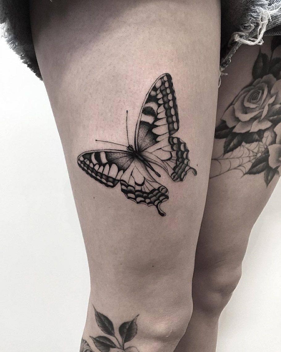 Butterfly Tattoo Ideas Tattoos Tattoo Designs Butterfly Thigh for dimensions 910 X 1138