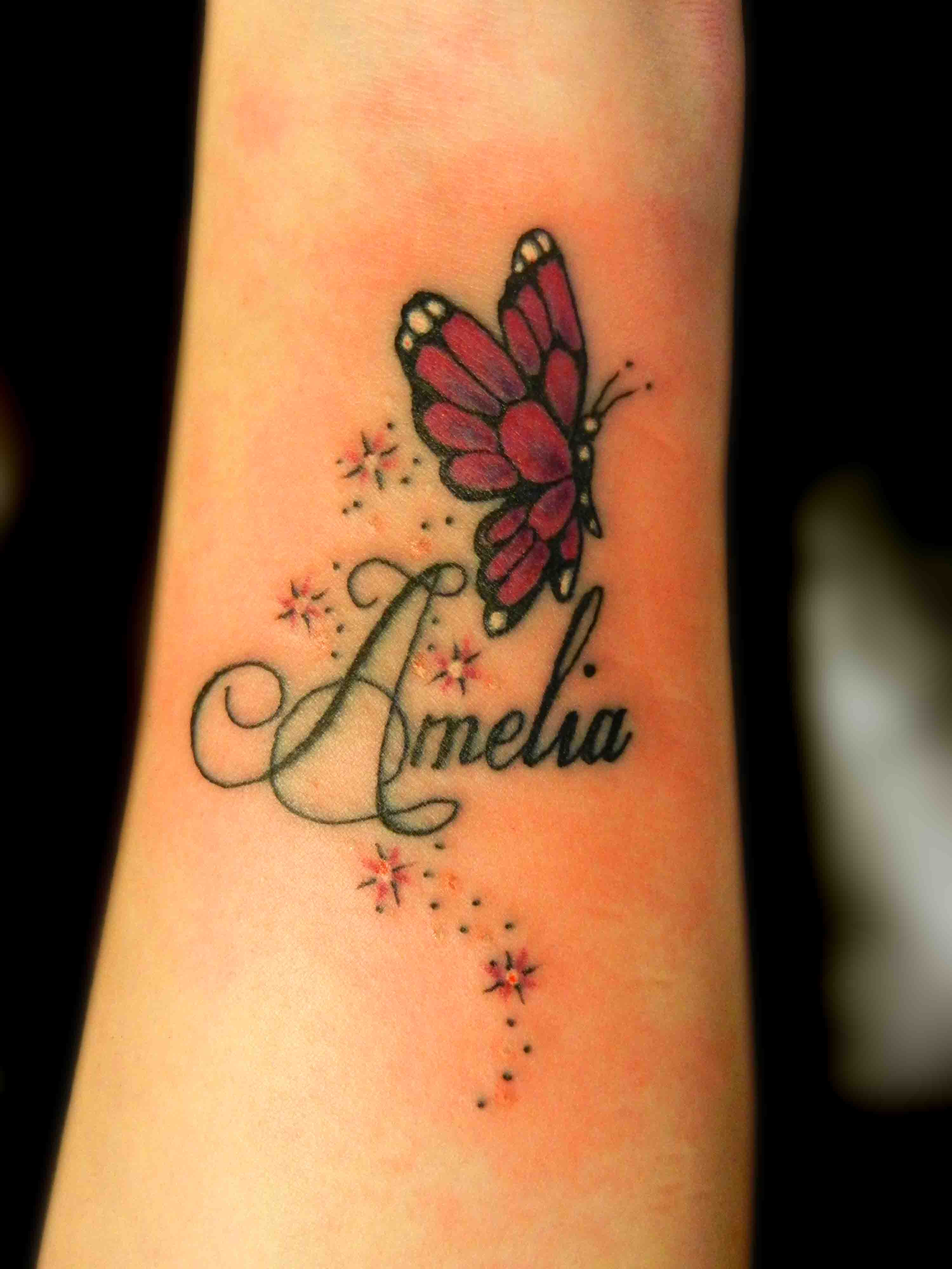 Butterfly Tattoo Names And Stars Twinkles Girly Wrist in measurements 3000 X 4000