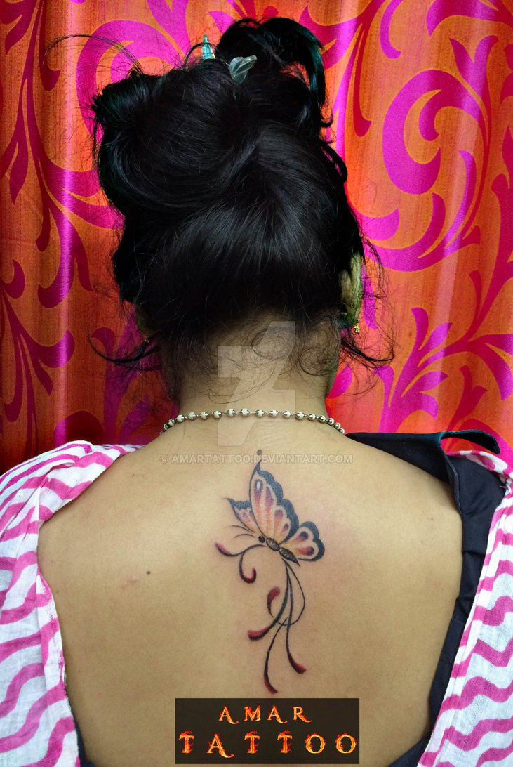 Butterfly Tattoo On Back Of Neck Amartattoo On Deviantart regarding size 731 X 1092